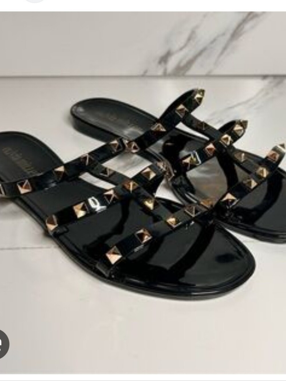 Olivia & Kate  Black Jelly Rivet Flip Flop Sandals Size 6 NWT - Picture 2 of 8